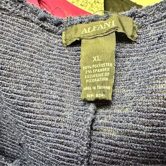 ALFANI Womens Royal Blue Glitter 3/4 Sleeve Crew Neck Sweater - Picture 10 of 10